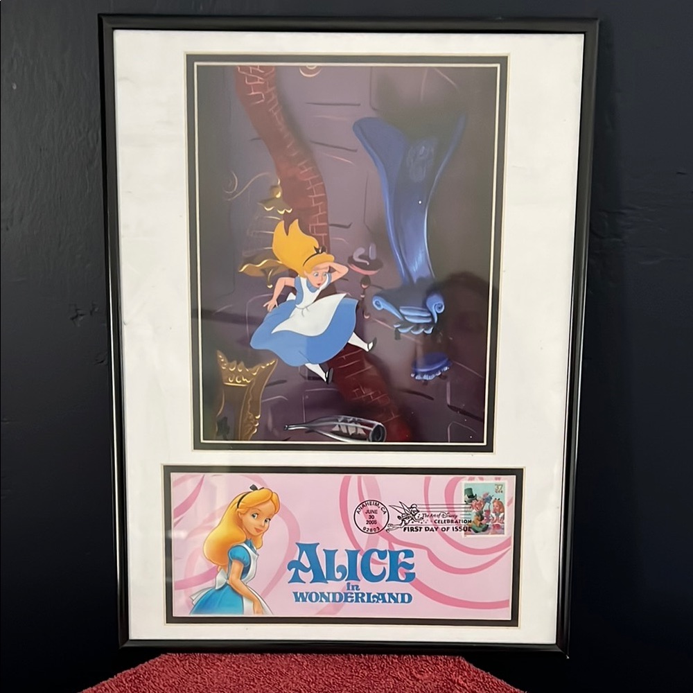 Alice in Wonderland Framed Art with Stamp